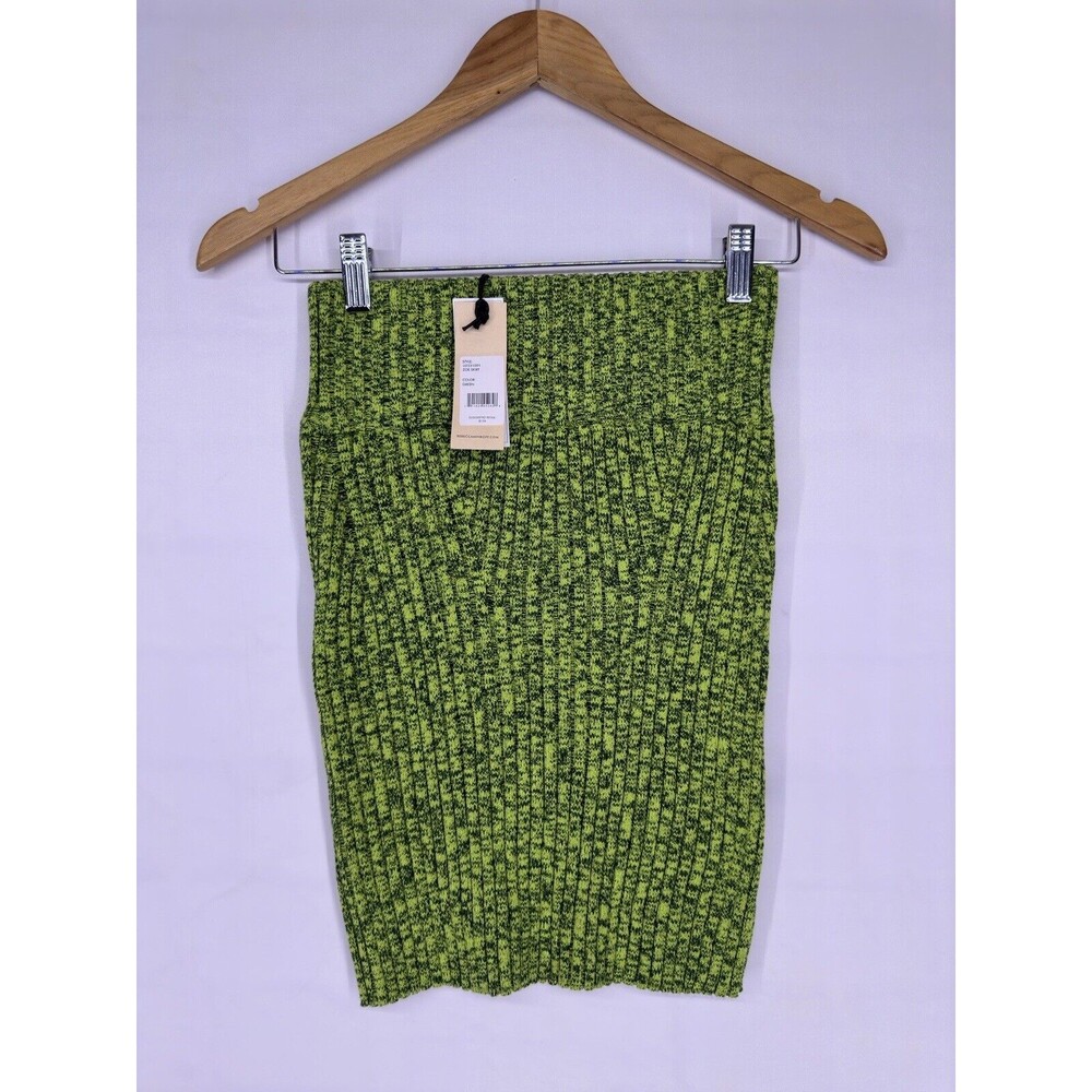 Rebecca Minkoff Zoe Skirt‎ Women's Size XS Green Ribbed Knit Stretch NEW